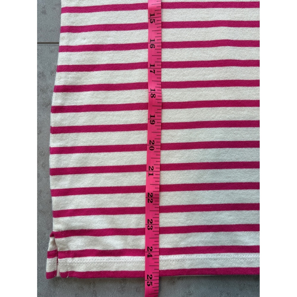 Talbots Pink Cream Striped‎ Mock Neck Valentine's Top Heart Patch Eyelet Trim LP - Picture 11 of 12